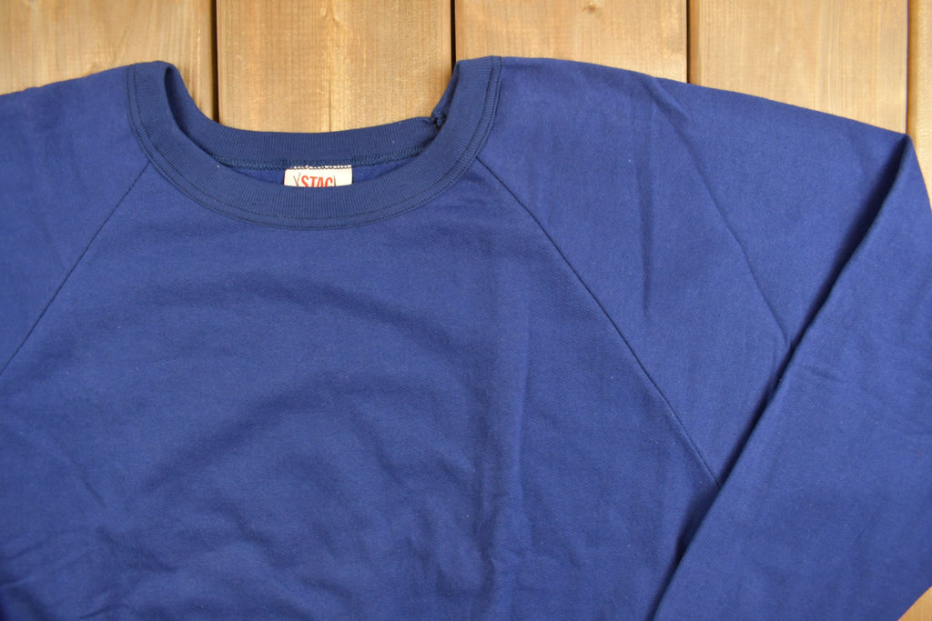 Vintage 1980s Blank Blue Stag Crewneck Sweatshirt