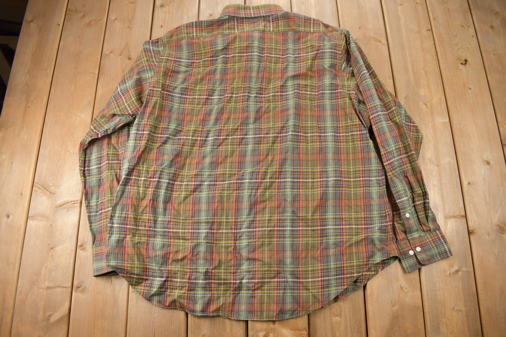Vintage 1980s Polo Ralph Lauren Plaid Button Up Dress Shirt