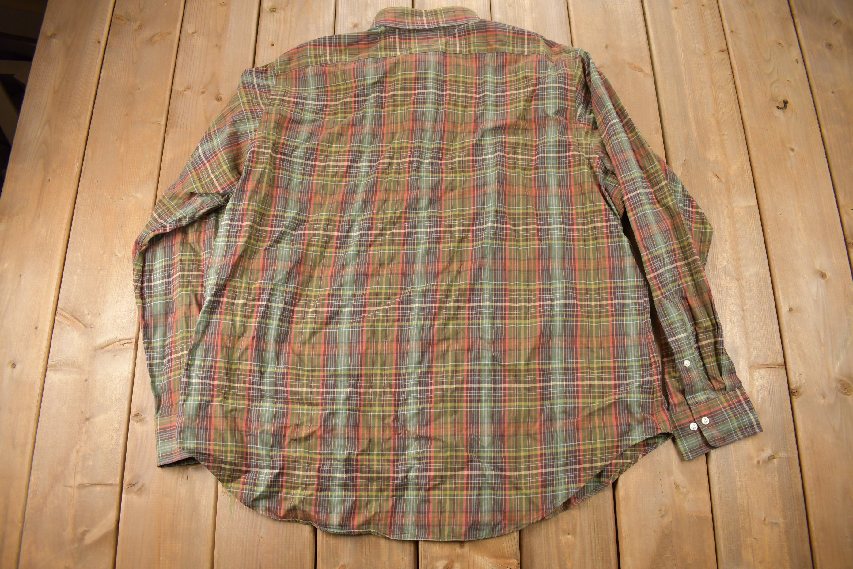 Vintage 1980s Polo Ralph Lauren Plaid Button Up Dress Shirt