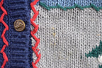 Vintage 1990s North Crest Christmas Theme Knitted Cardigan Sweater Vest