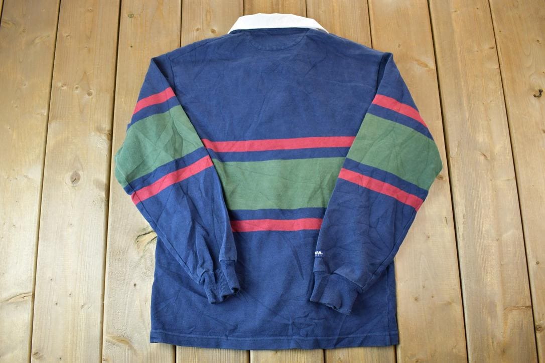 Vintage 1990s Barbarian Rugby Wear Striped Button Up Shirt