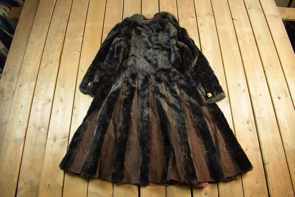 Vintage 1970s Rosewin Faux Fur Leather Coat Women's M-L