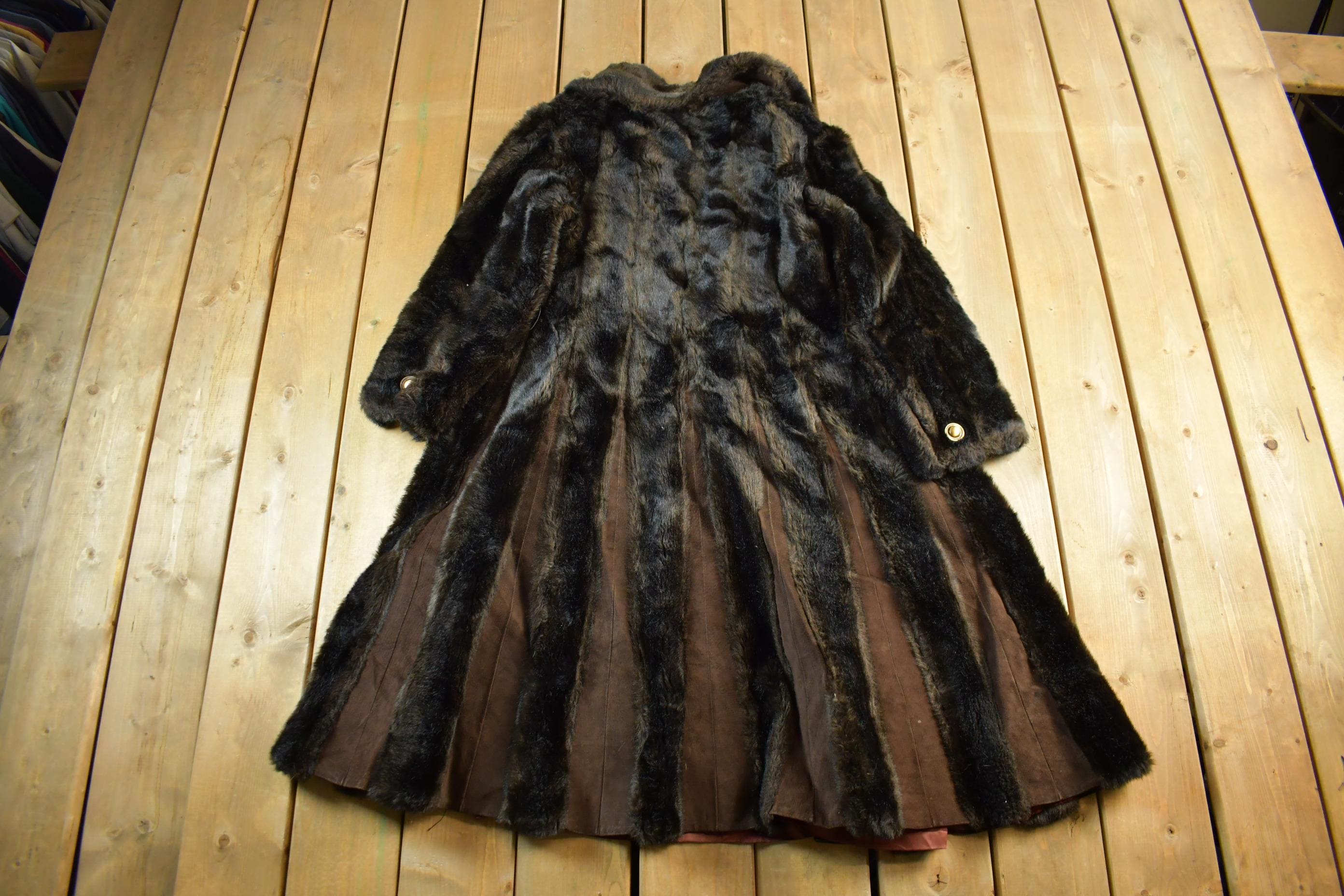 Vintage 1970s Rosewin Faux Fur Leather Coat Women's M-L