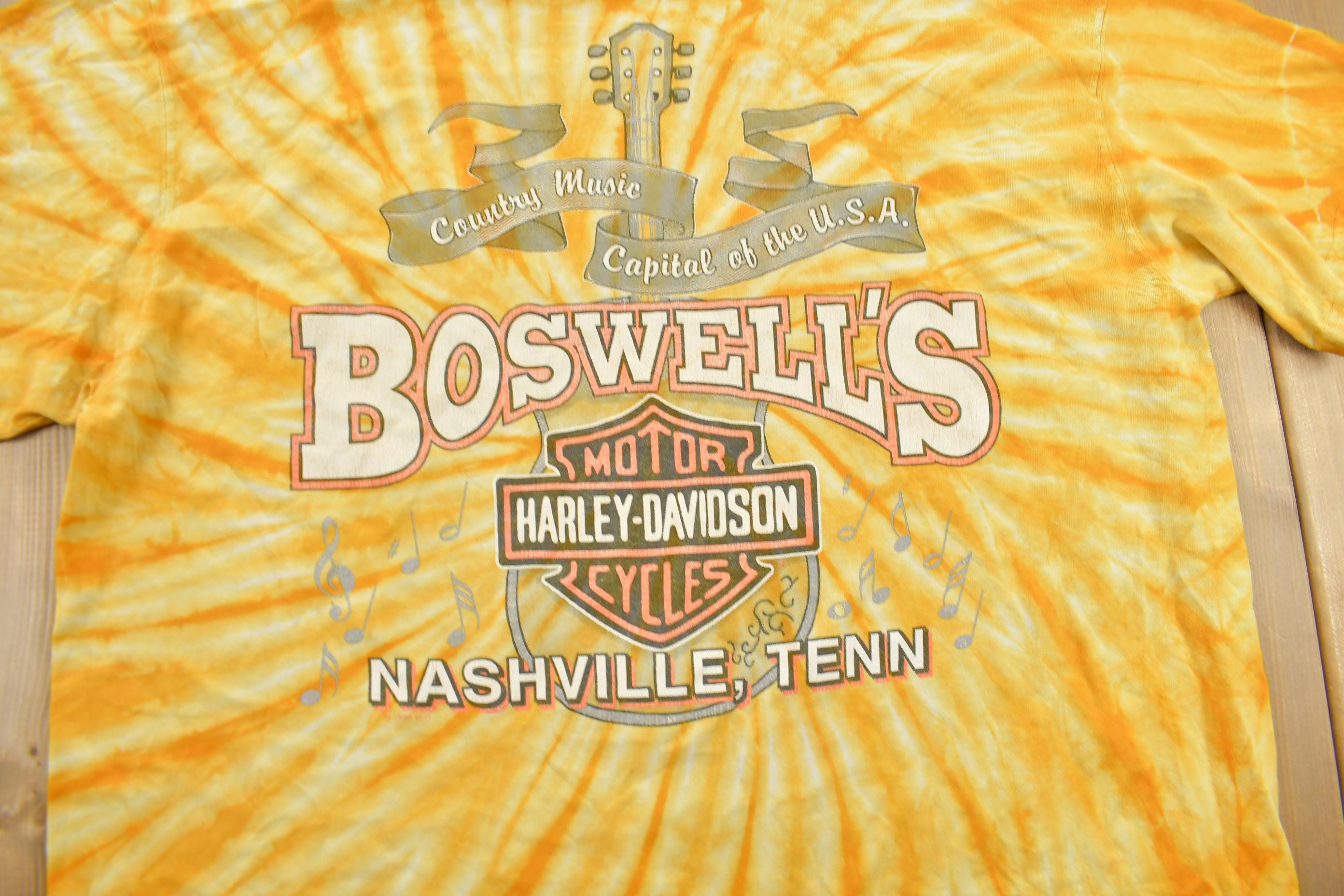 Vintage 2000 Boswell's Harley Davidson Nashville Tennessee Tie Dye Eagle Graphic T-Shirt