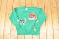 Vintage 1990s Christmas Farm Cow Patchwork Crewneck Sweatshirt Women's L