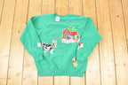 Vintage 1990s Christmas Farm Cow Patchwork Crewneck Sweatshirt Women's L