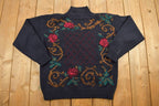 Vintage 1990's Jones New York Womens Floral Knit Sweater