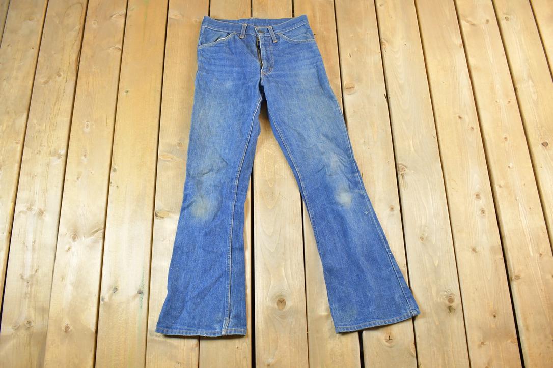 Vintage 1970s Levi Strauss Orange Tab Bell Bottom Denim Jeans Size 26