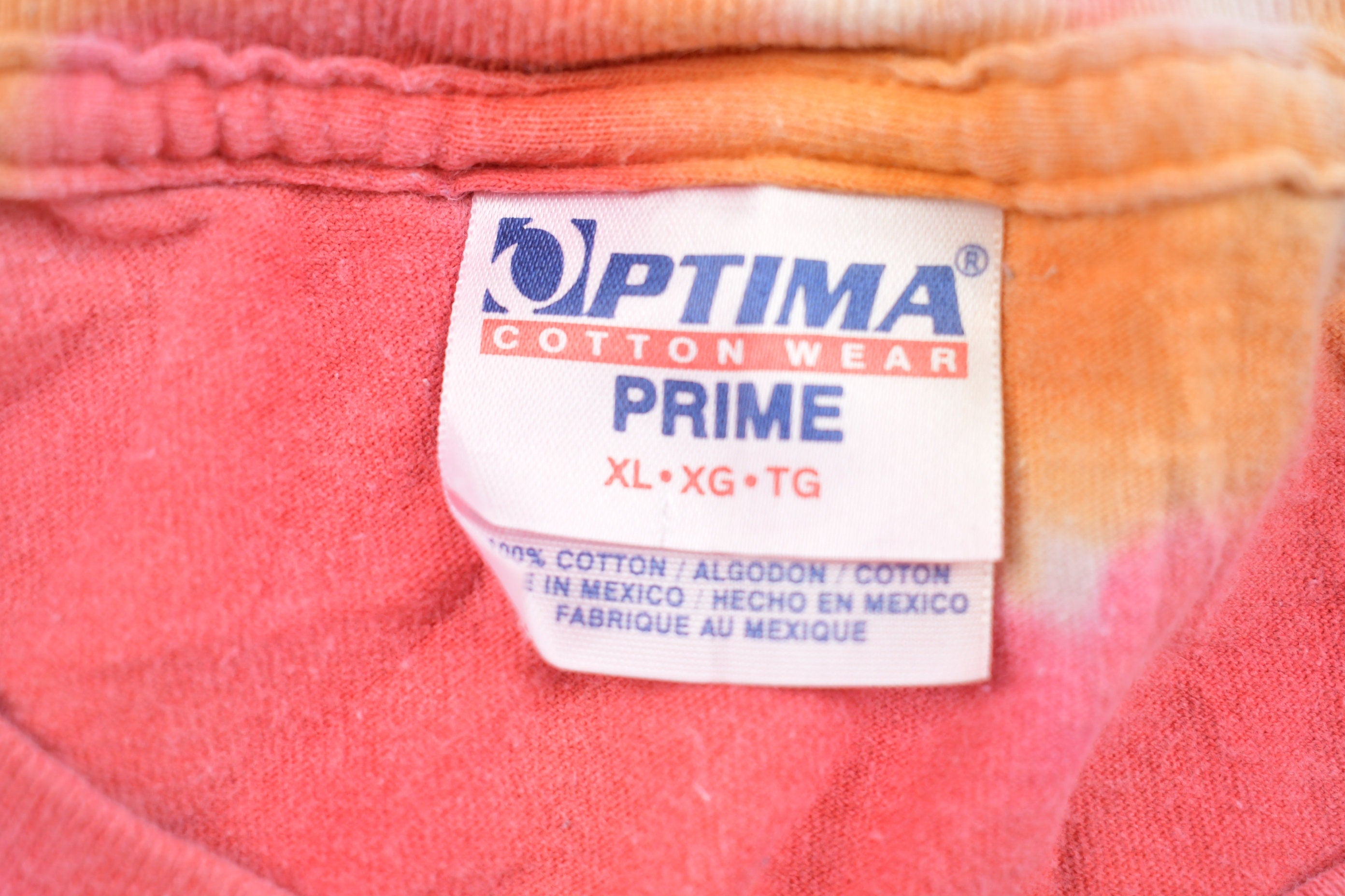 Vintage 1990s Optima Orange & Red Tie Dye Graphic T Shirt