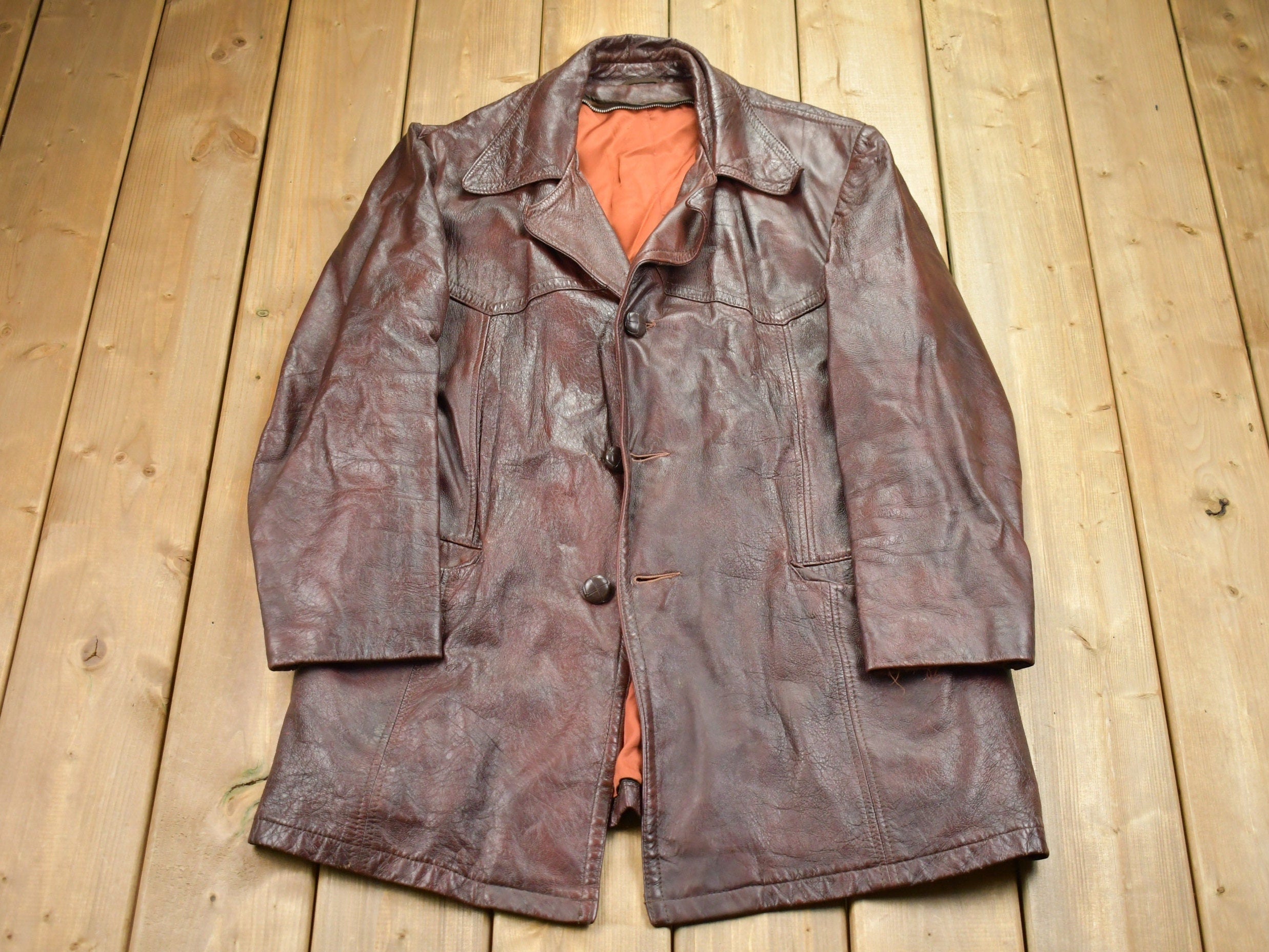 Vintage 1970s Leather Full Length Jacket