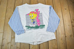 Vintage 1990s Tweety Bird On Cool Ground Baseball Button Up Jersey Graphic T-Shirt