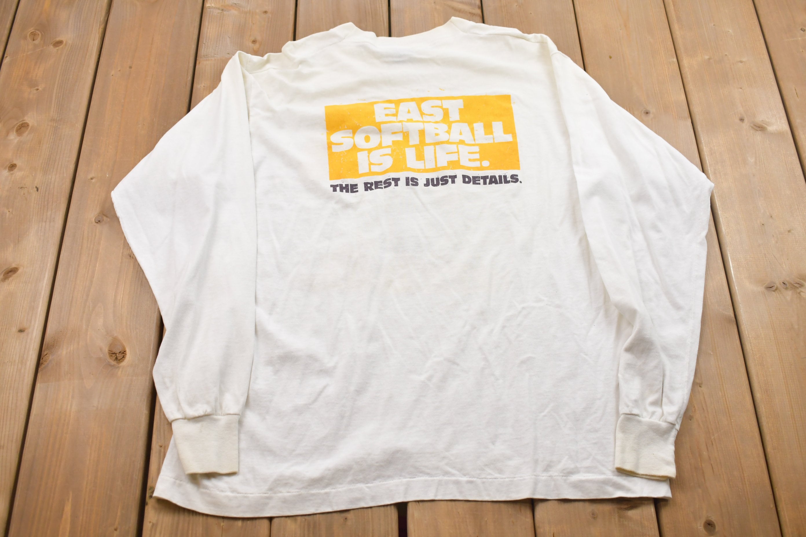 Vintage 1990s Softball Graphic Long Sleeve Shirt