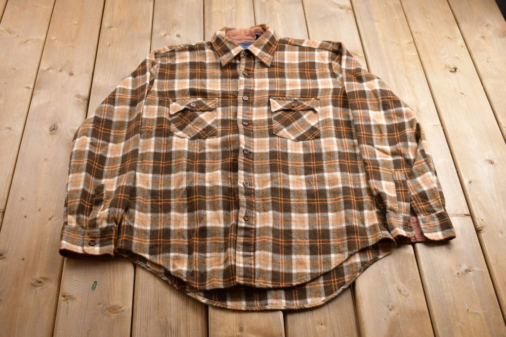 Vintage 1990s JC Penney Wool Plaid Flannel Button Up Shirt