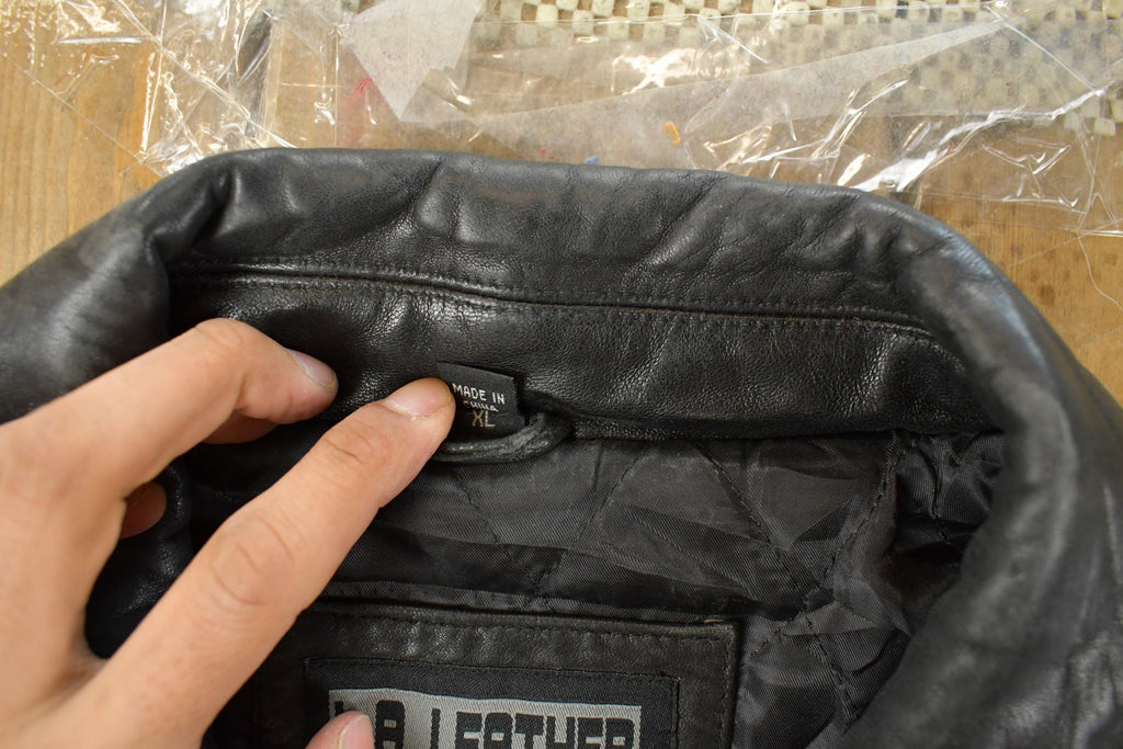 Vintage 1990s L.A. Leather Bomber Flight Jacket Men's XL