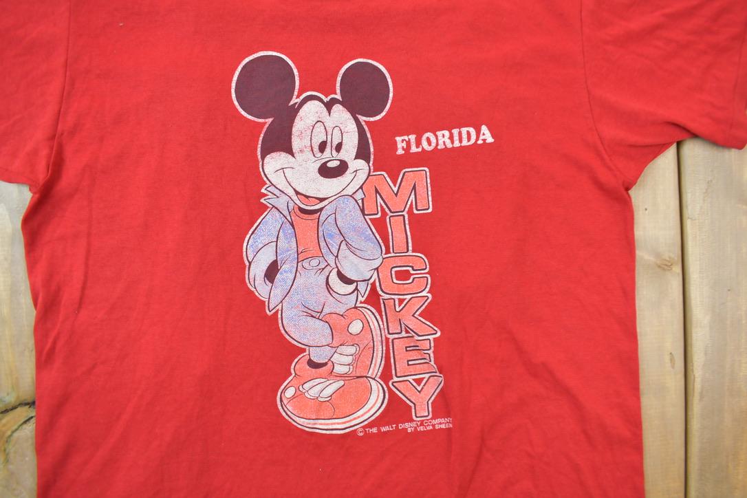 Vintage 1970s Disney Mickey Mouse Florida Graphic T-Shirt Made In USA Single Stitch