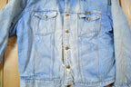 Vintage 1990s Distressed Faded Wrangler Synthetic Fur Lined Jean Jacket
