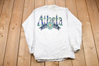 Vintage 1990s Atlanta Georgia Embroidered Plaid Crewneck Sweatshirt