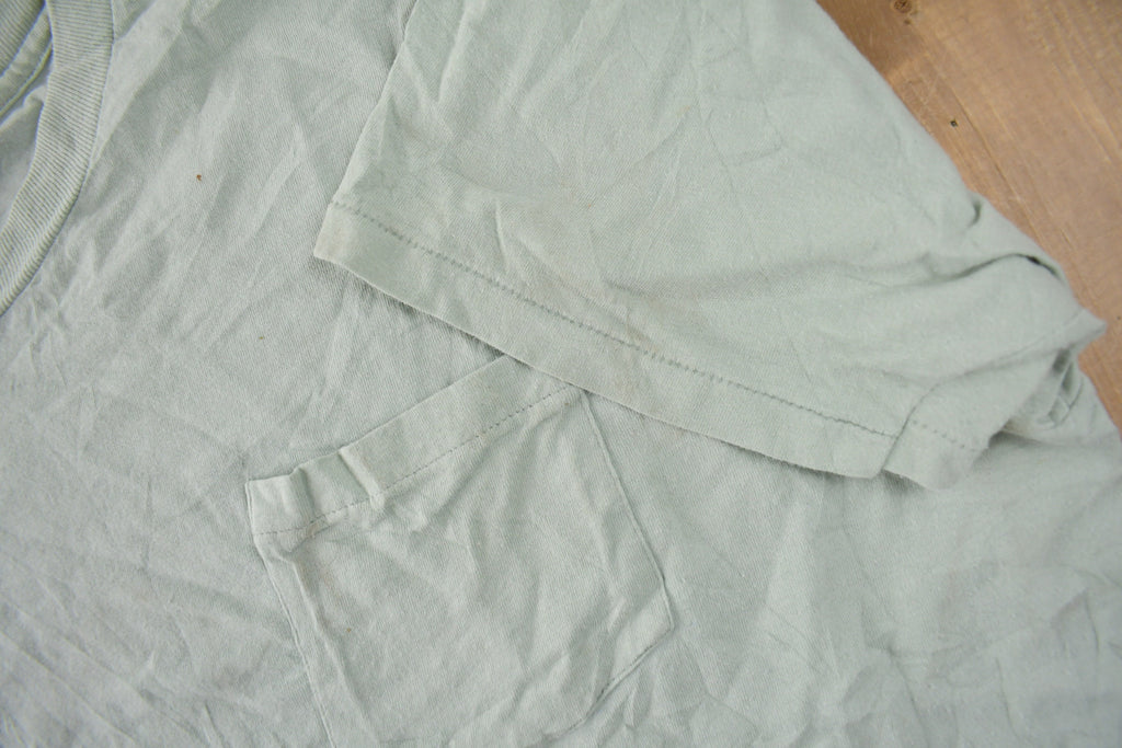 Vintage 1990s Single Stitch Hanes Blank Green T Shirt Size XL