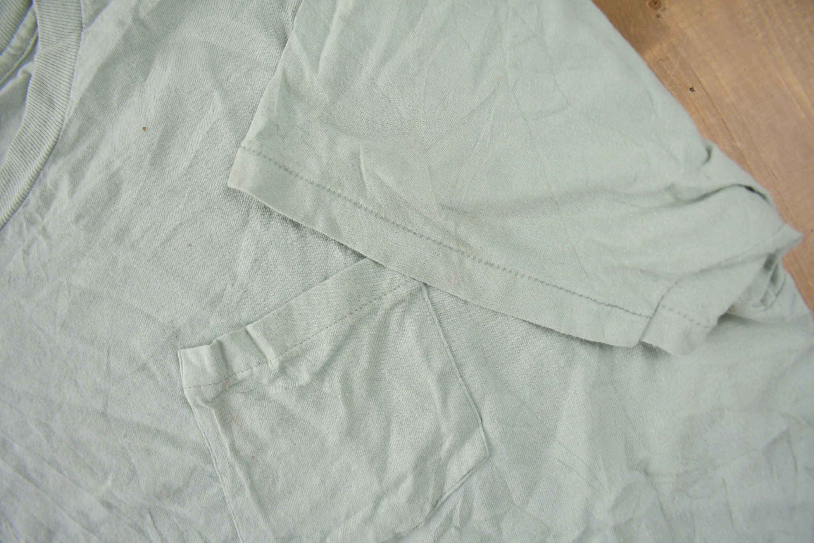 Vintage 1990s Single Stitch Hanes Blank Green T Shirt Size XL
