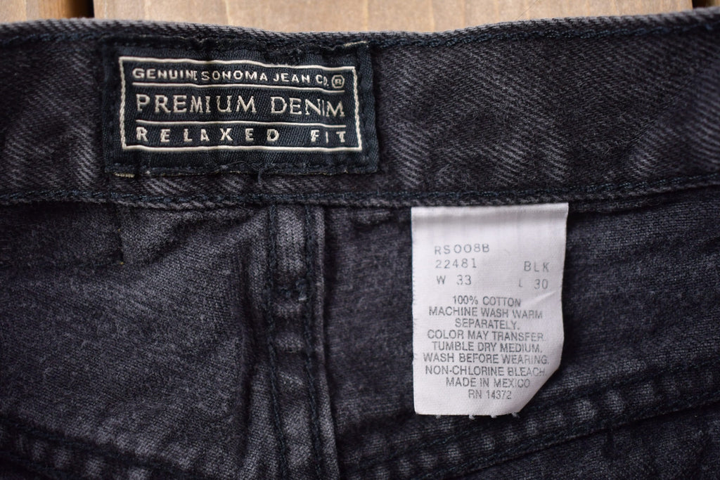 Vintage 1990's Sonoma Black Stone Wash Jeans 30 x 27