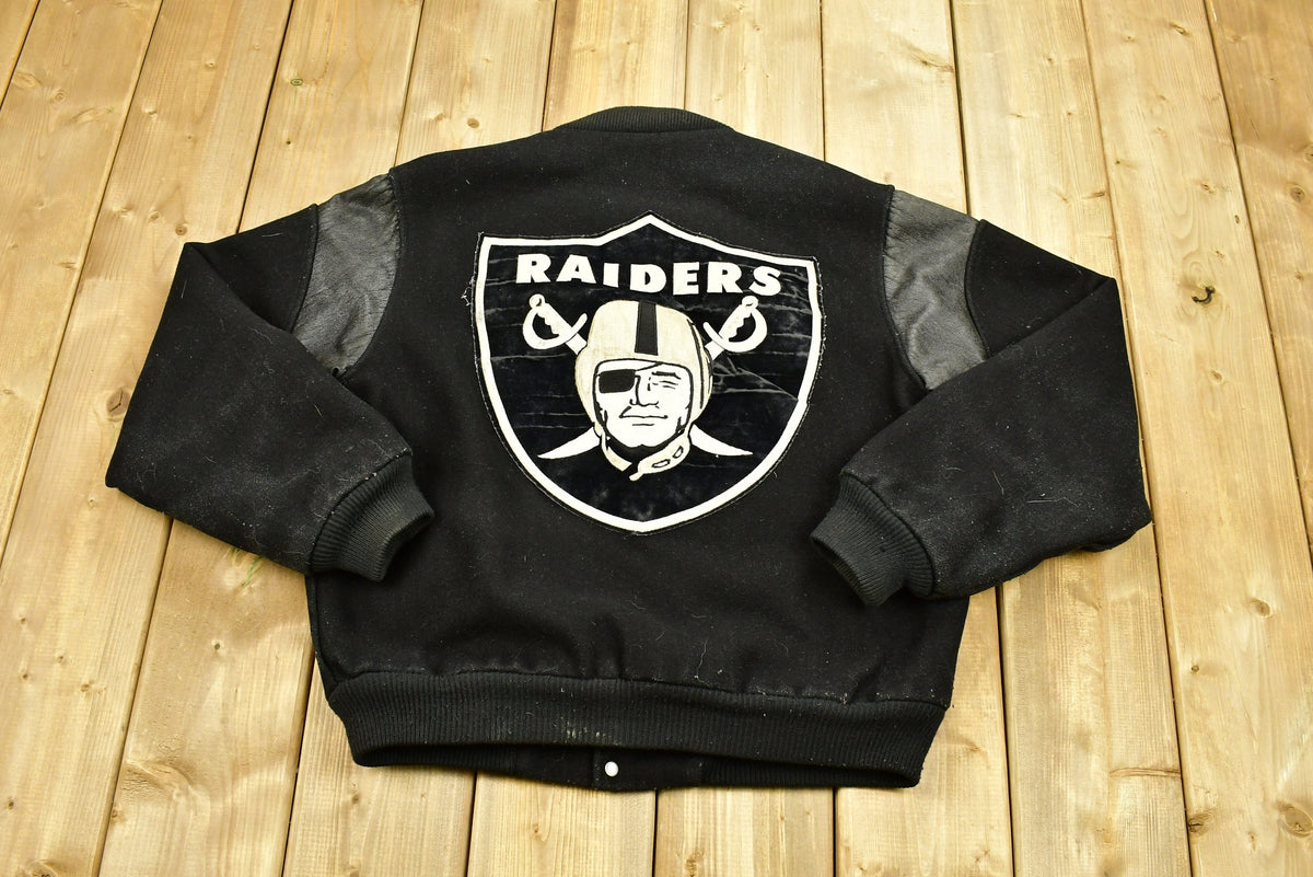 Vintage 1990's Oakland Raiders Leather Letterman Jacket