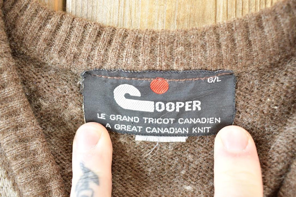 Vintage 1980s Cooper A Great Canadian Knit Argyle Pattern Crewneck Sweater Vest Mens M