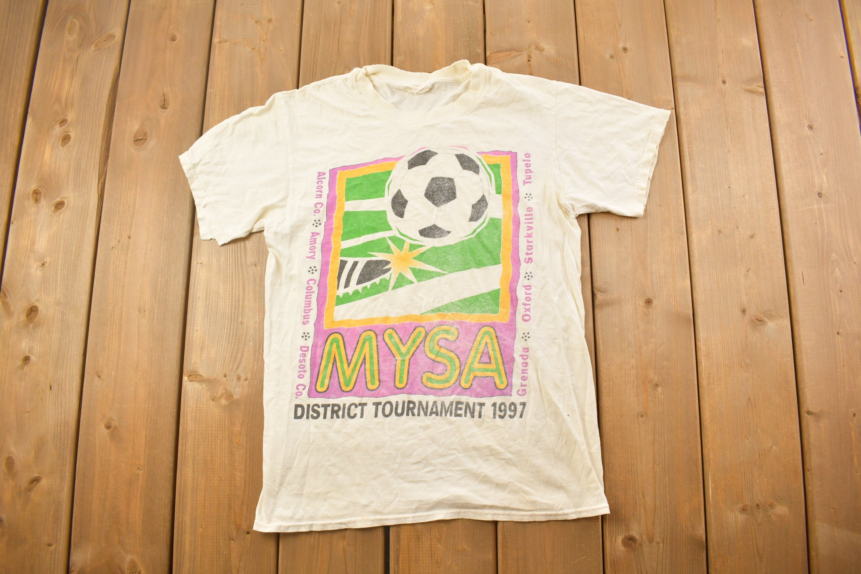Vintage 1997 MYSA District Soccer Tournament Graphic T Shirt