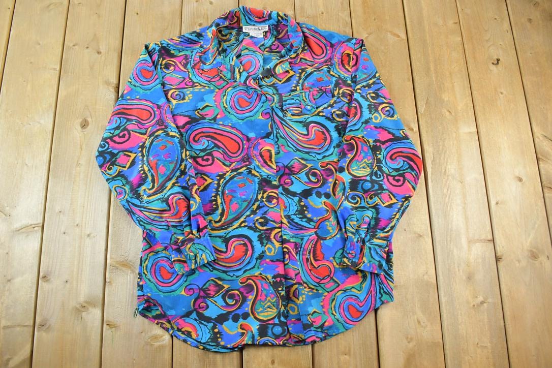 Vintage 1990s Art Deco Button Up Shirt