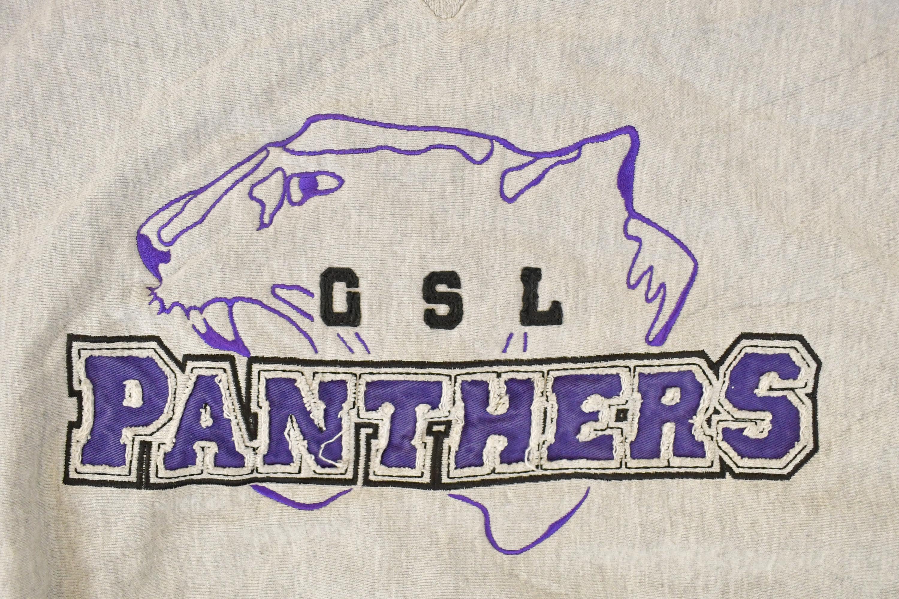 Vintage 1990s GSL Panthers Embroidered University Hoodie Sweater Men's L