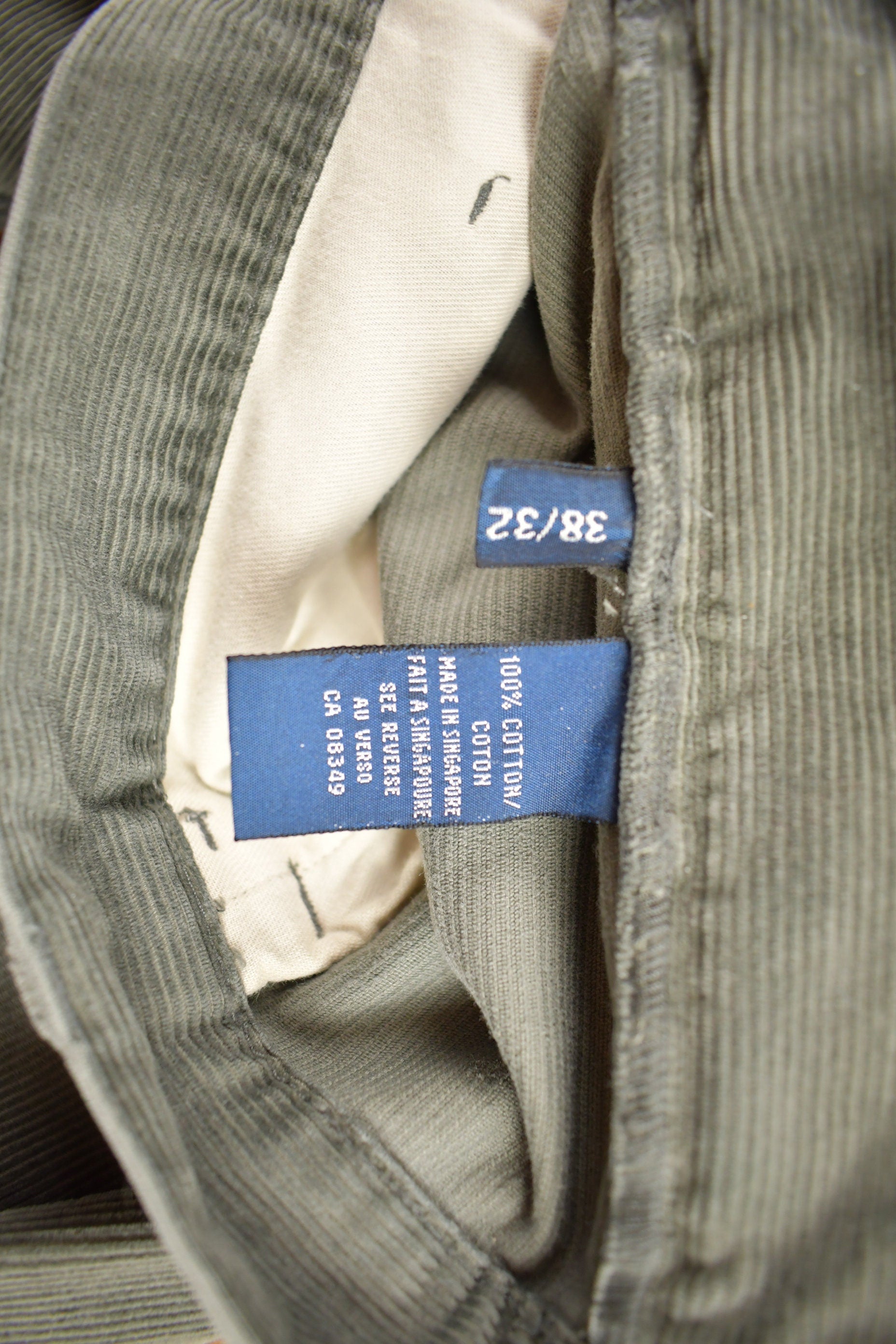 Vintage 1990s Grey Polo By Ralph Lauren Corduroy Pants Size 40 x 31.5