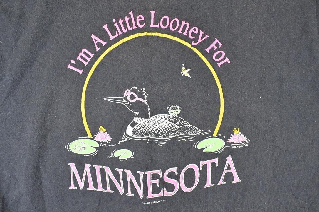 Vintage 1991 Screen Stars Best T SHirt Factory Minnesota Loon Souvenir T-Shirt Men's M