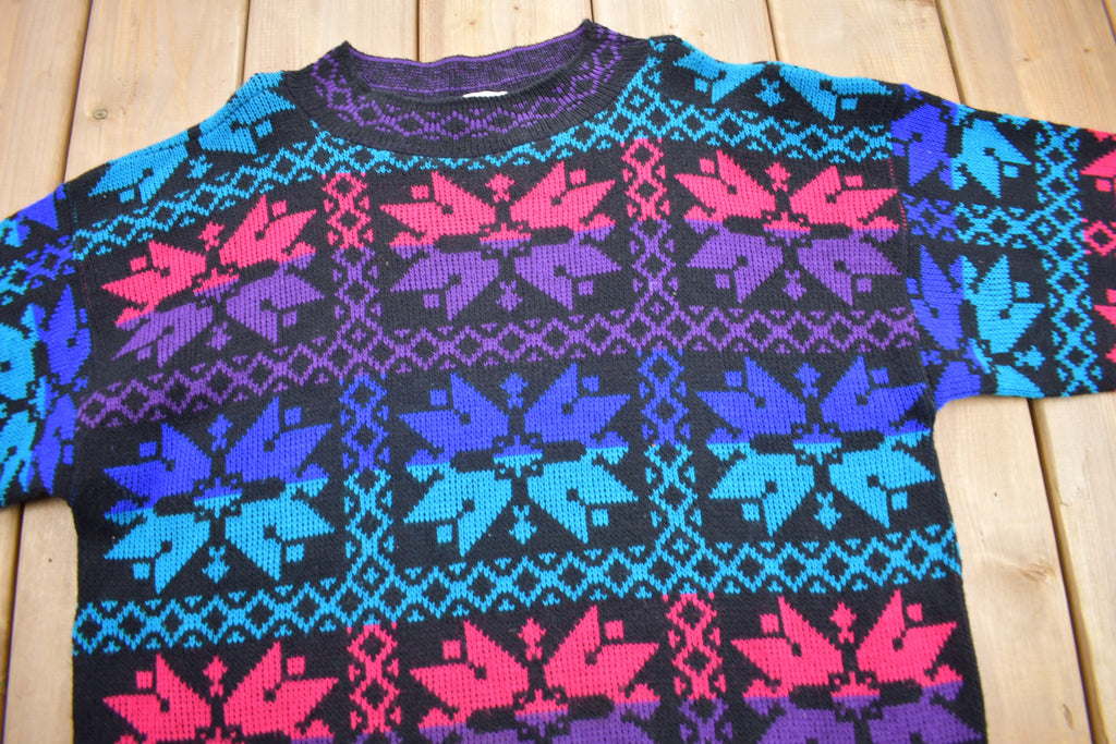 Vintage Alfred Dunner Knitted Patchwork Mock Neck Sweater
