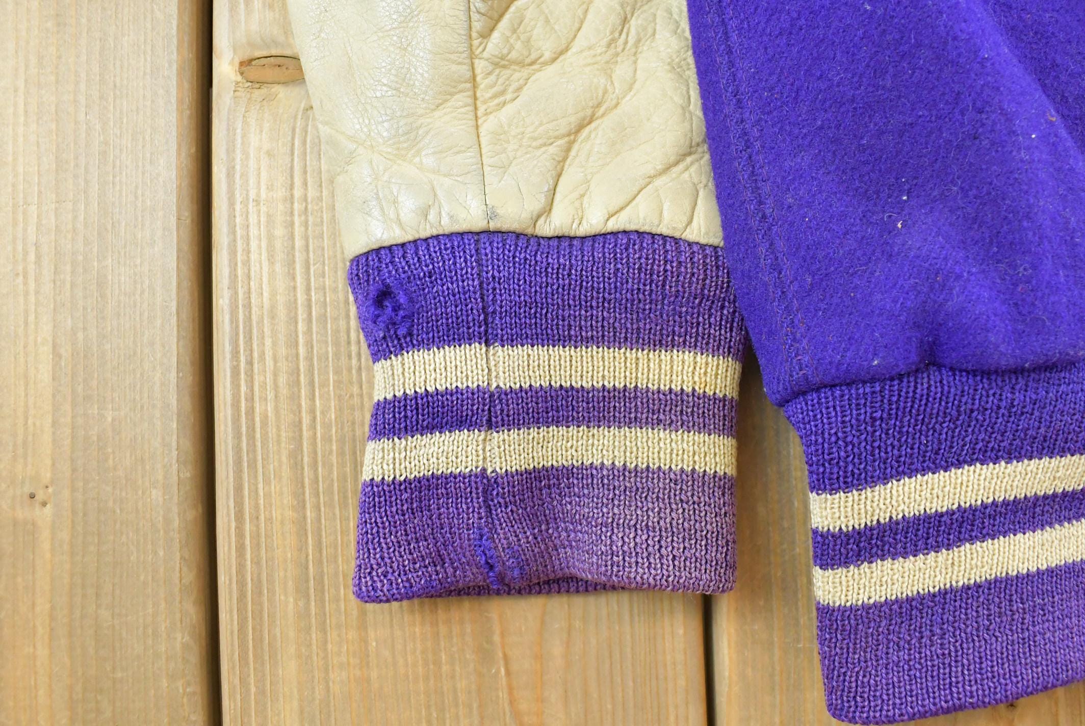 Vintage 1960s King-O Shea Wisconsin Purple Leather Wool Collegiate Varsity Jacket Men's S