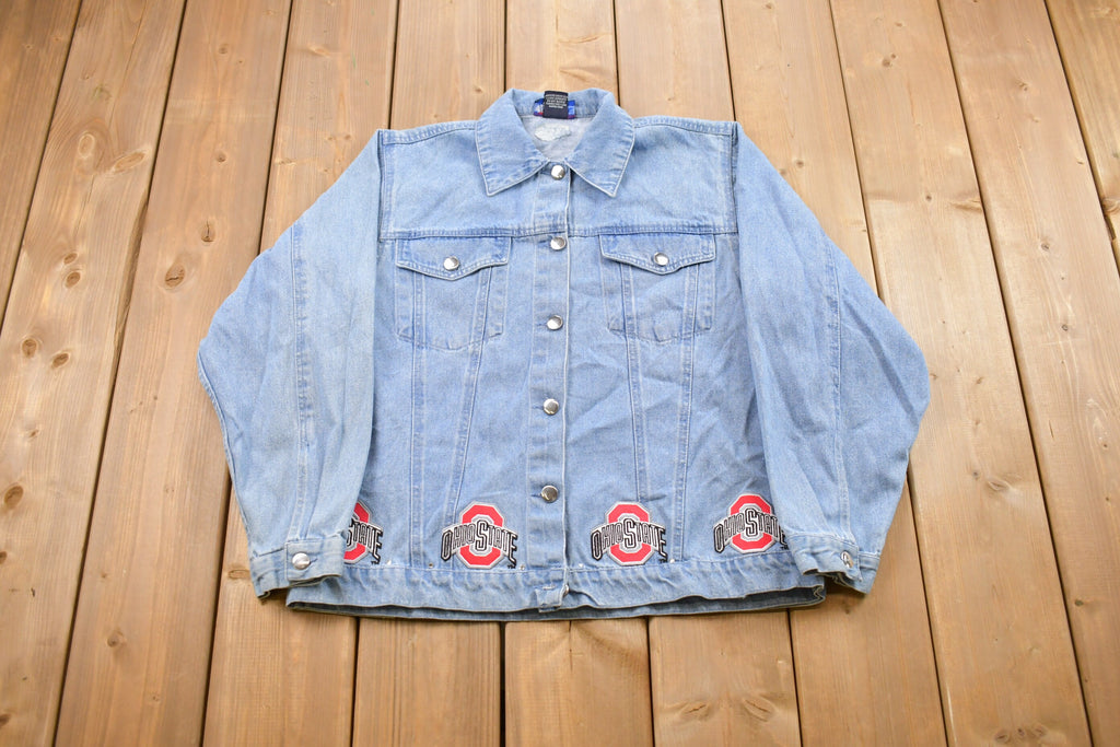 Vintage 1990s Ohio State Jean Jacket / 1990s Denim Jacket / Vintage Flannel / Casual Wear / Ohio State University