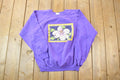 Vintage 1990s Cute Floral Stamp Print Crewneck Sweater