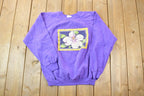 Vintage 1990s Cute Floral Stamp Print Crewneck Sweater