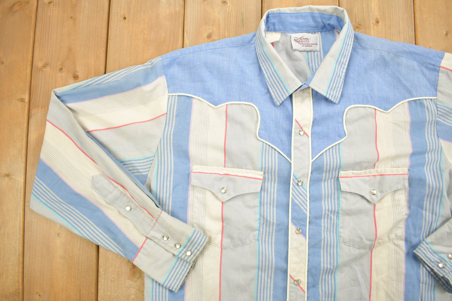 Vintage 1970s Kenny Rogers Button Up Shirt / Striped Pattern Print / Casual Wear / Western Wear / Streetwear / Western Shirt