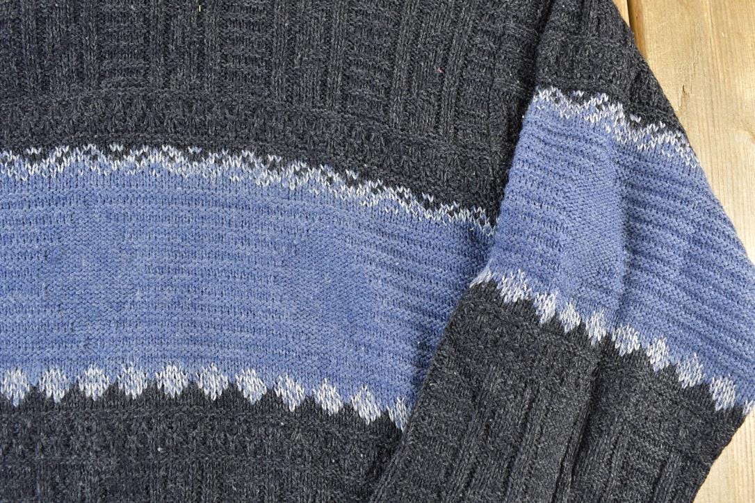 Vintage 1990s Great Canadian Rugged Wear Knit Striped Crewneck Sweater