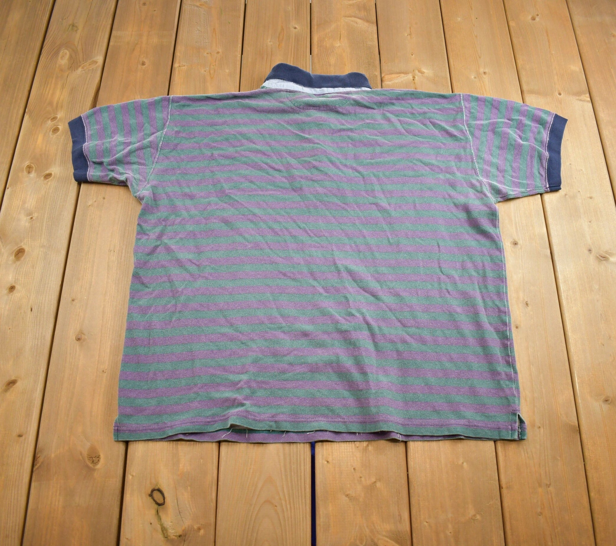 Vintage 1990s L.L Bean Casco Bay Striped Blank Short Sleeve Button Up Shirt