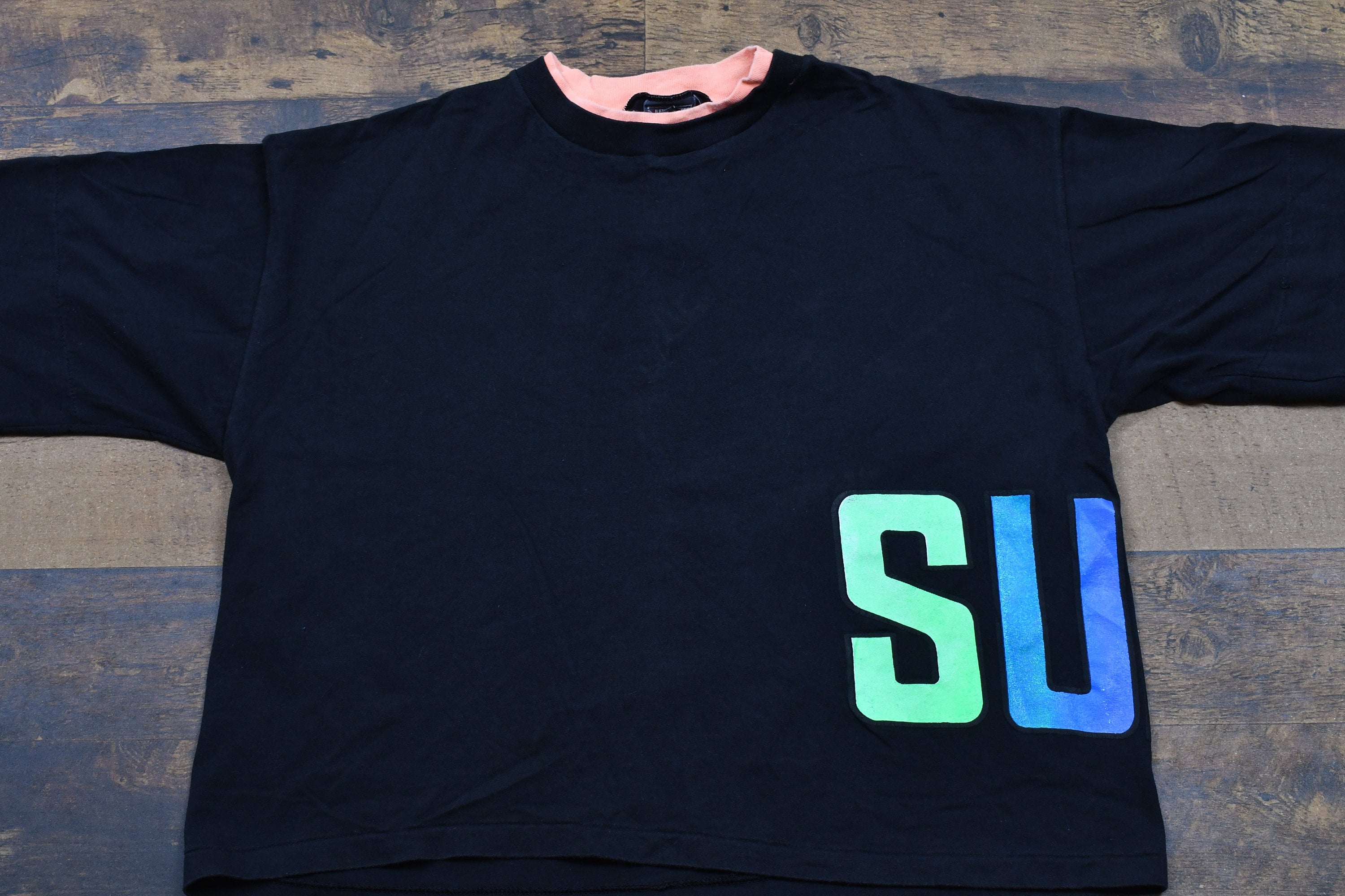 Vintage 1990s Surf Spell Out Single Stitch Cropped T-Shirt