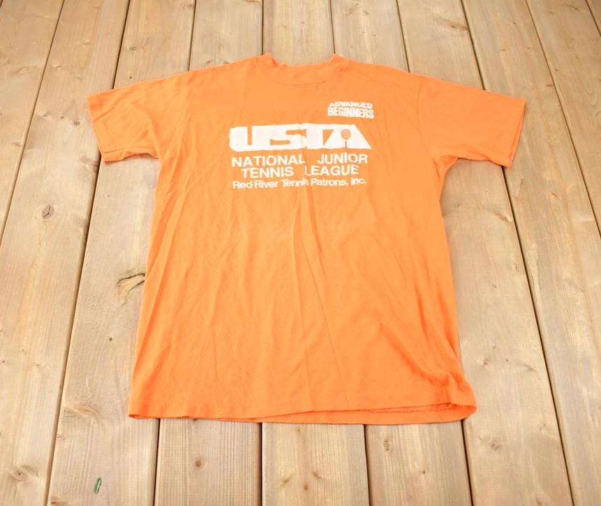 Vintage 1980s USTA National Junior Tennis League Souvenir Travel T-Shirt Made In USA