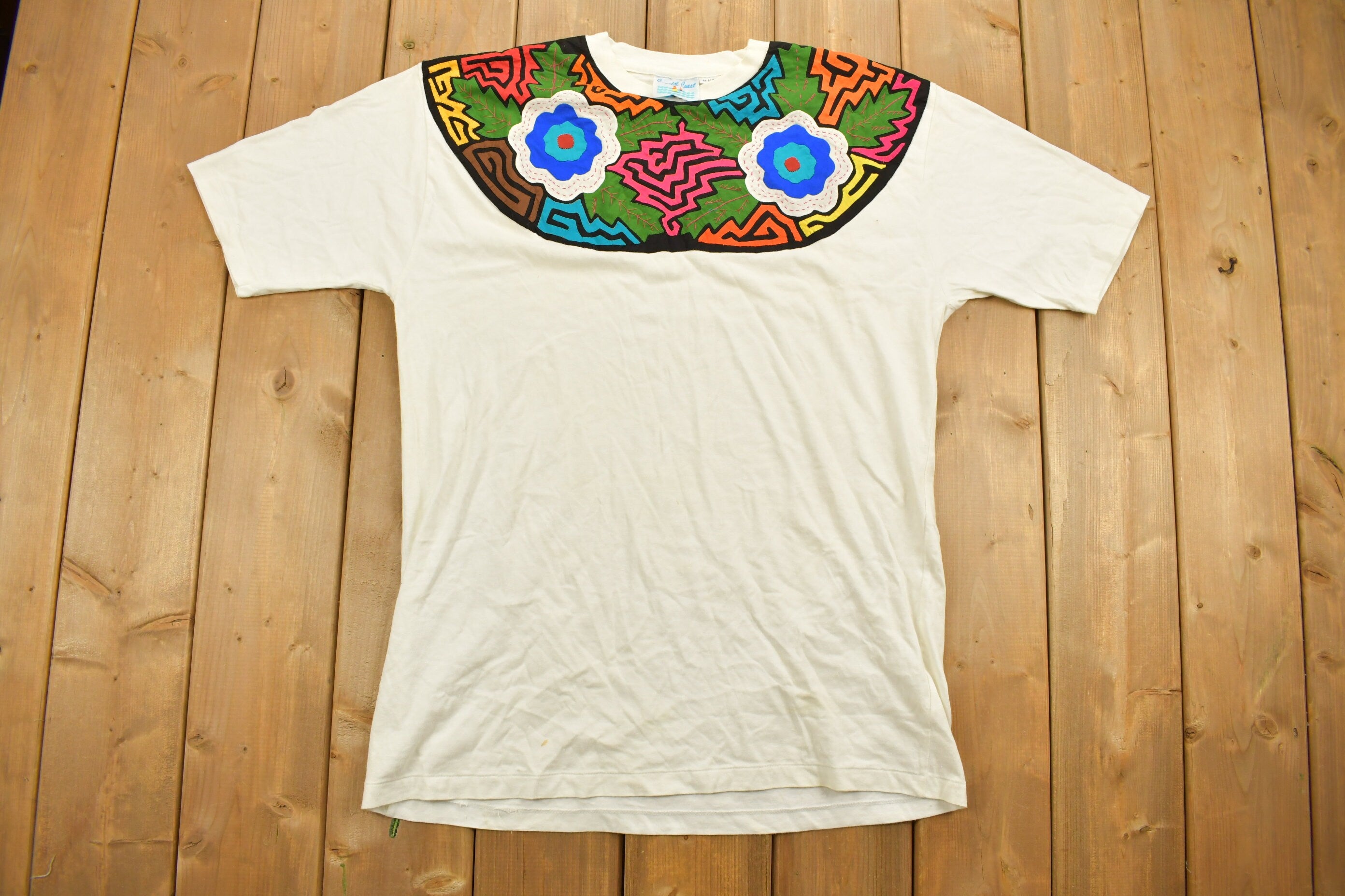 Vintage 1990s Crystal Coast Abstract Embossed T-Shirt