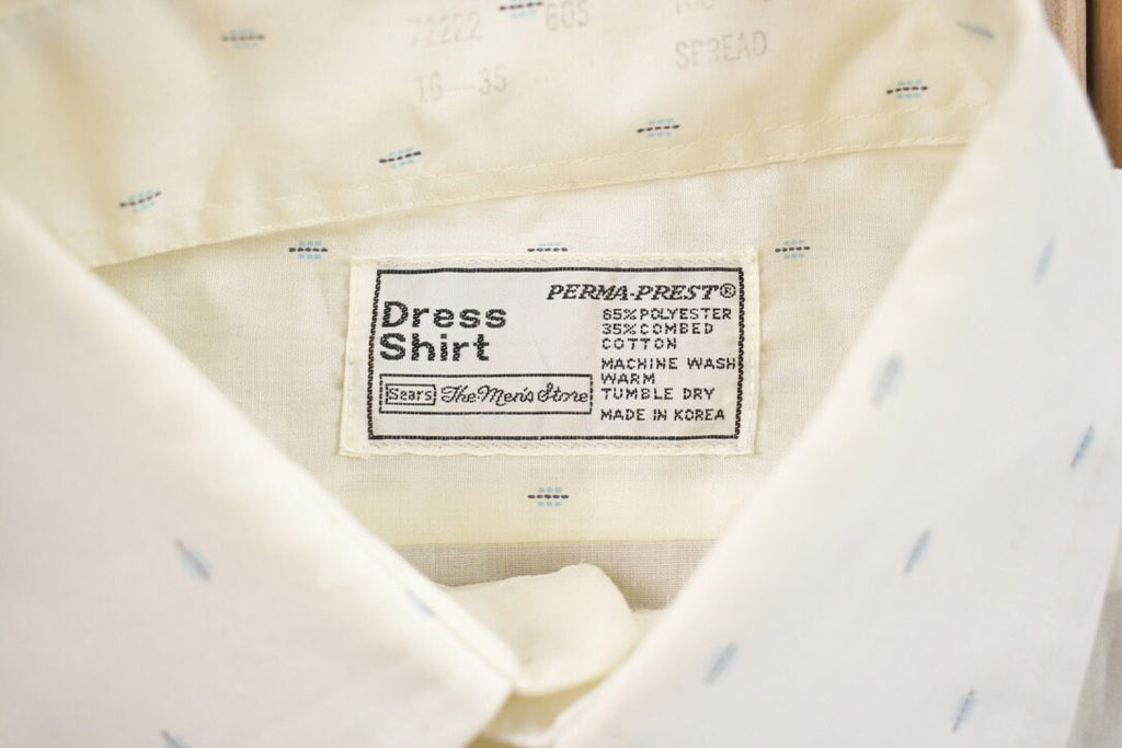 Vintage 1980s Sears All Over Print Button Up Dress Shirt