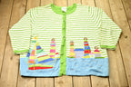 Vintage 1990s The Quacker Factory Striped Cardigan  90s Cardigan  Vintage Boat Graphic  Outdoor  Winter Sweater
