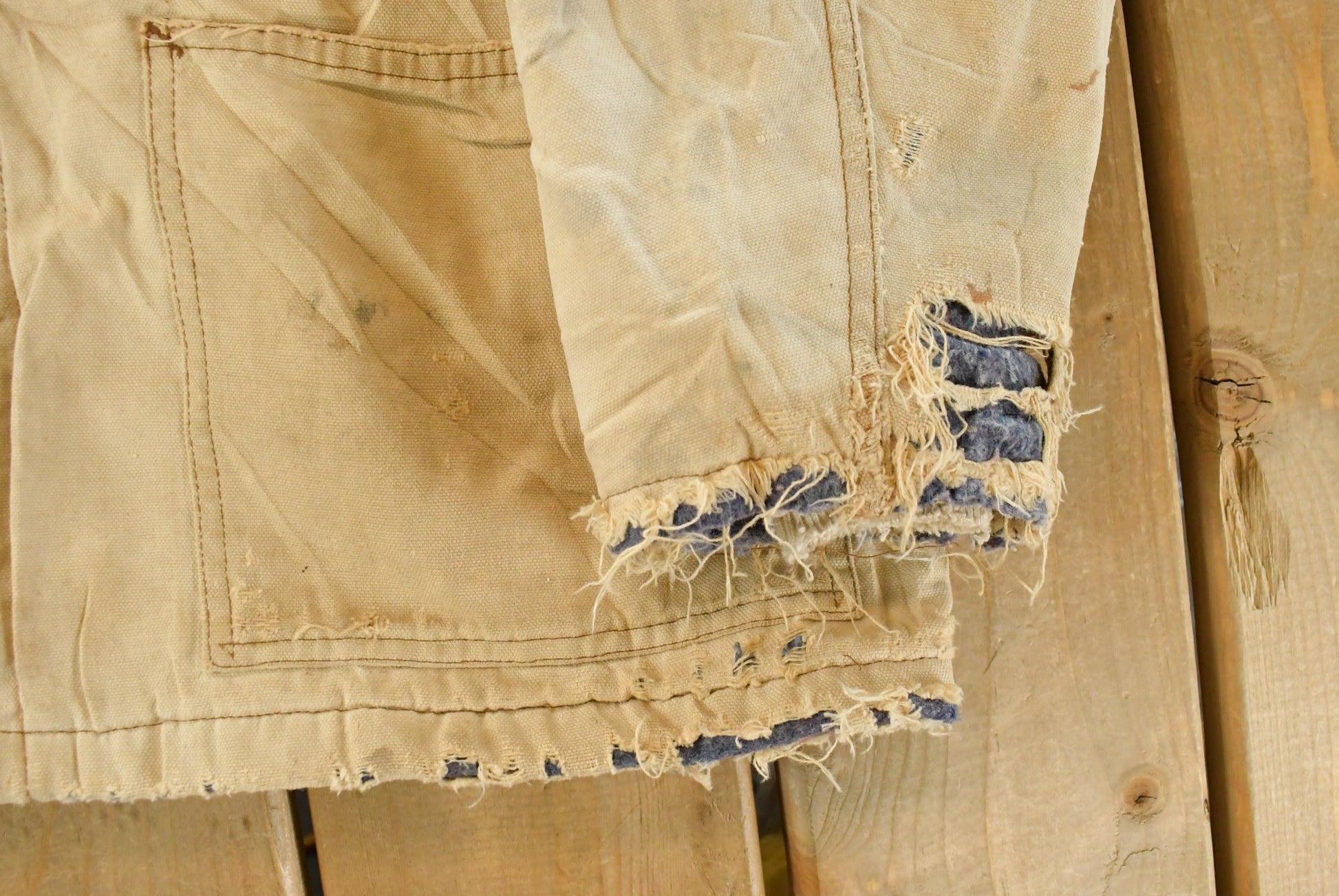 Vintage 1990s Dickies Blanket Lined Distressed Chore Jacket Men's Medium / 90s Dickies / Denim Jacket / Vintage Workwear / Barn Coat