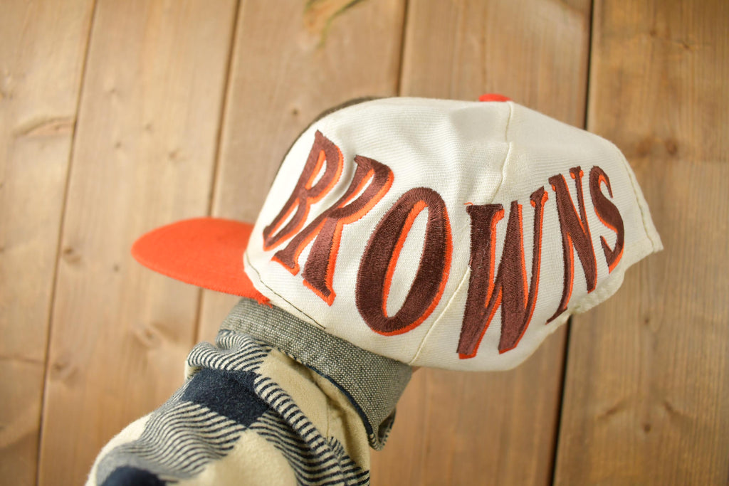 Vintage 1990s Cleveland Browns NFL Big Logo Swirl Snap Back Hat