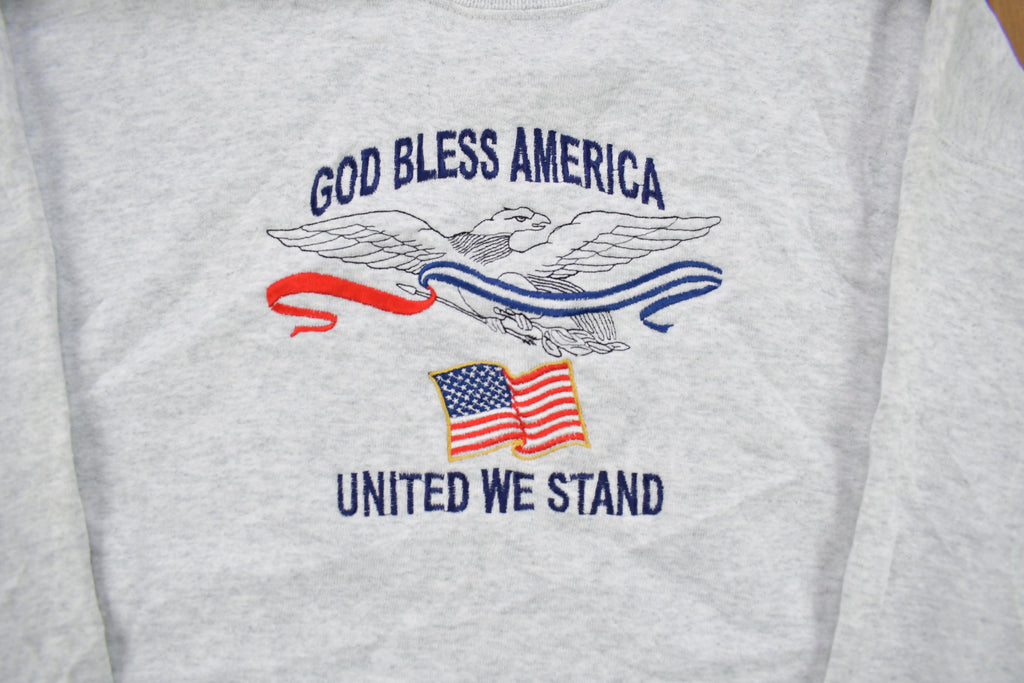 Vintage 1990s God Bless America United We Stand Crewneck Sweatshirt /