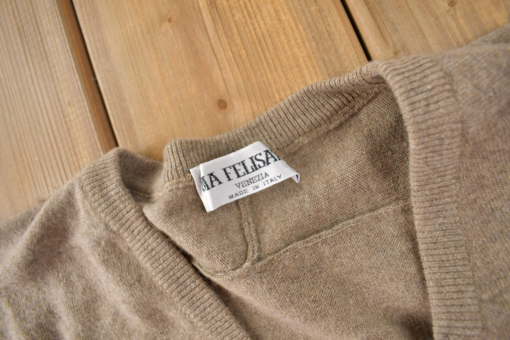Vintage 1990s V-Neck Knit Sweater Made In Italy Size XL