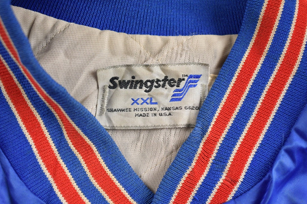Vintage 1990s Panthers Snap Button Satin Swingster Windbreaker Jacket Athleisure / Streetwear / Made In USA / Streetwear