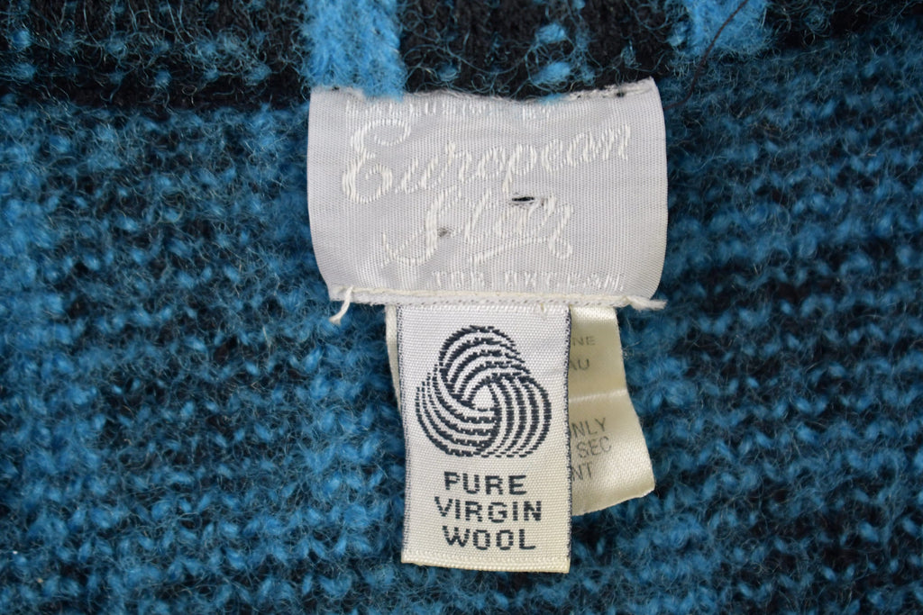 Vintage 1980s European Star Virgin Wool Knit Long Coat